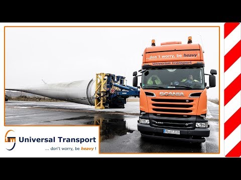 Universal Transport - Transport of a rotor blade with a Self steering trailer