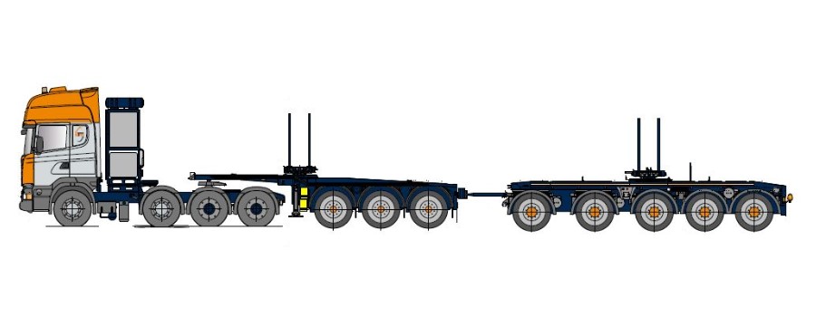 Self-steering trailer with Dolly