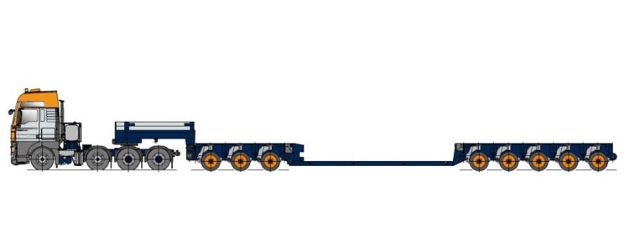 Low bed with axle modul and girder