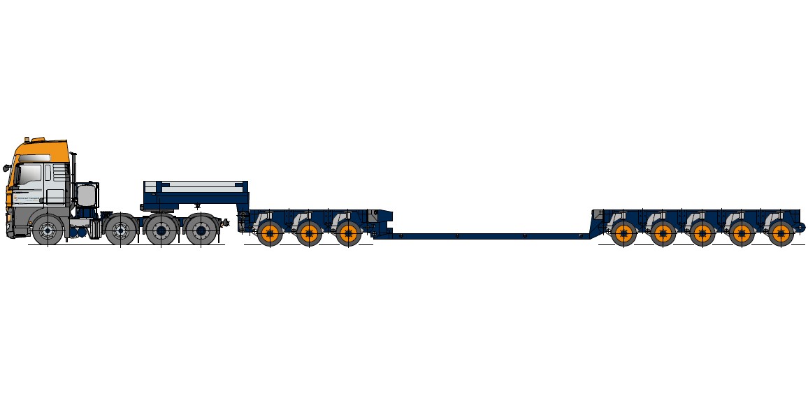 Low bed with axle modul